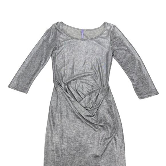 LULUS Metallic Mood Silver Dress Sz Small - Picture 5 of 8